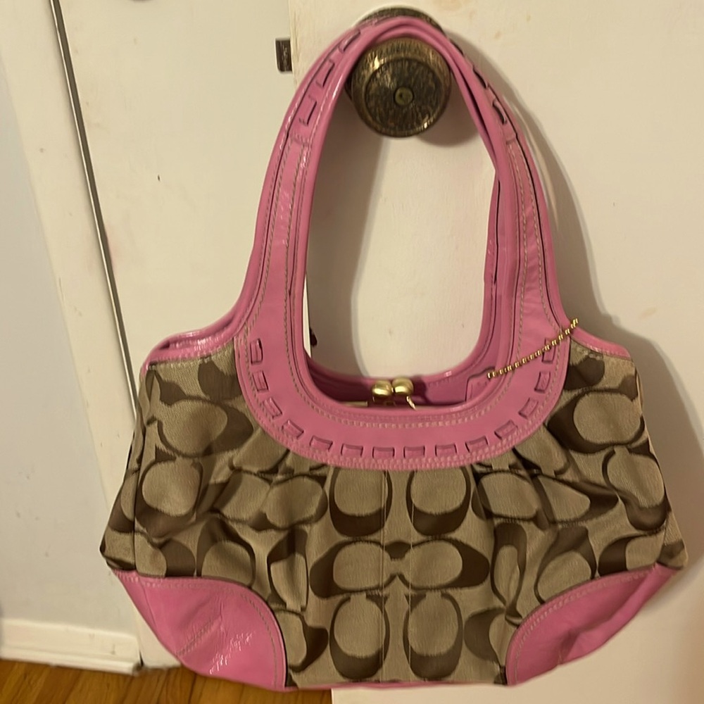 Vintage Coach Bag -pink & brown hardly was used -In excellent condition